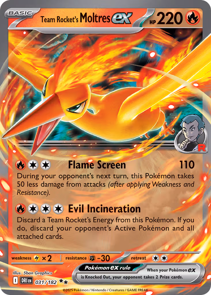 Team Rocket's Moltres ex 31/182 Pokemon card