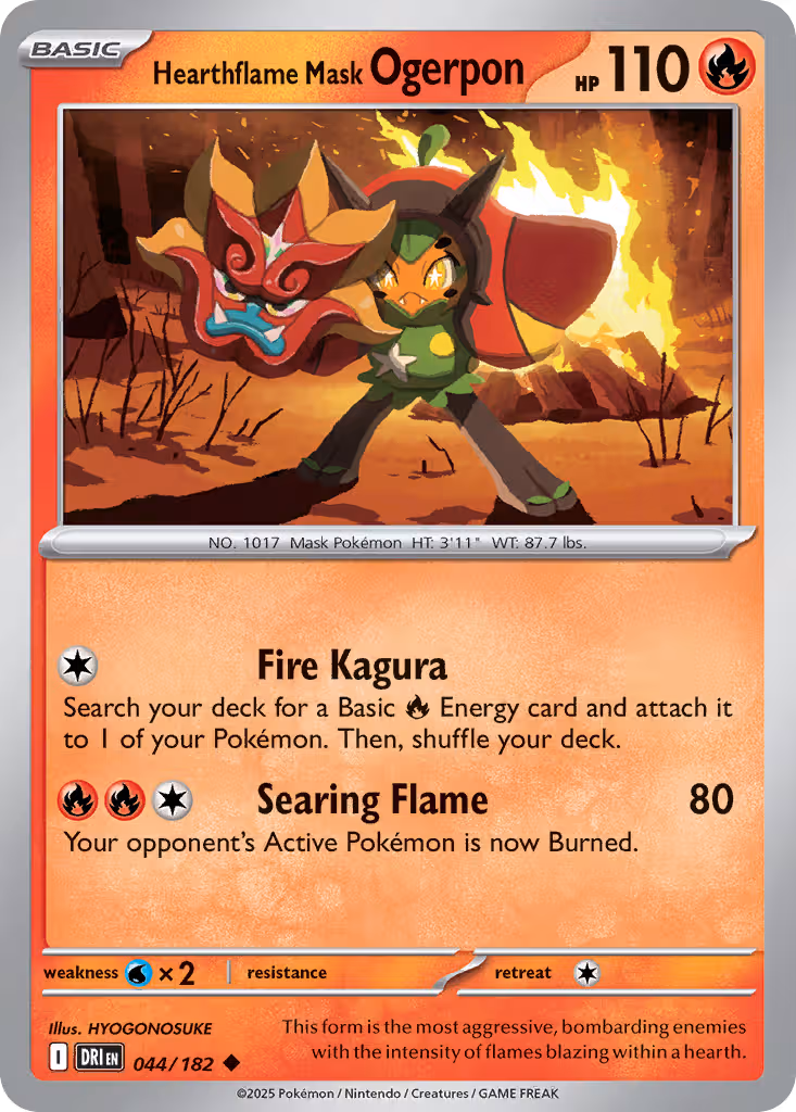 Hearthflame Mask Ogerpon 44/182 Pokemon card