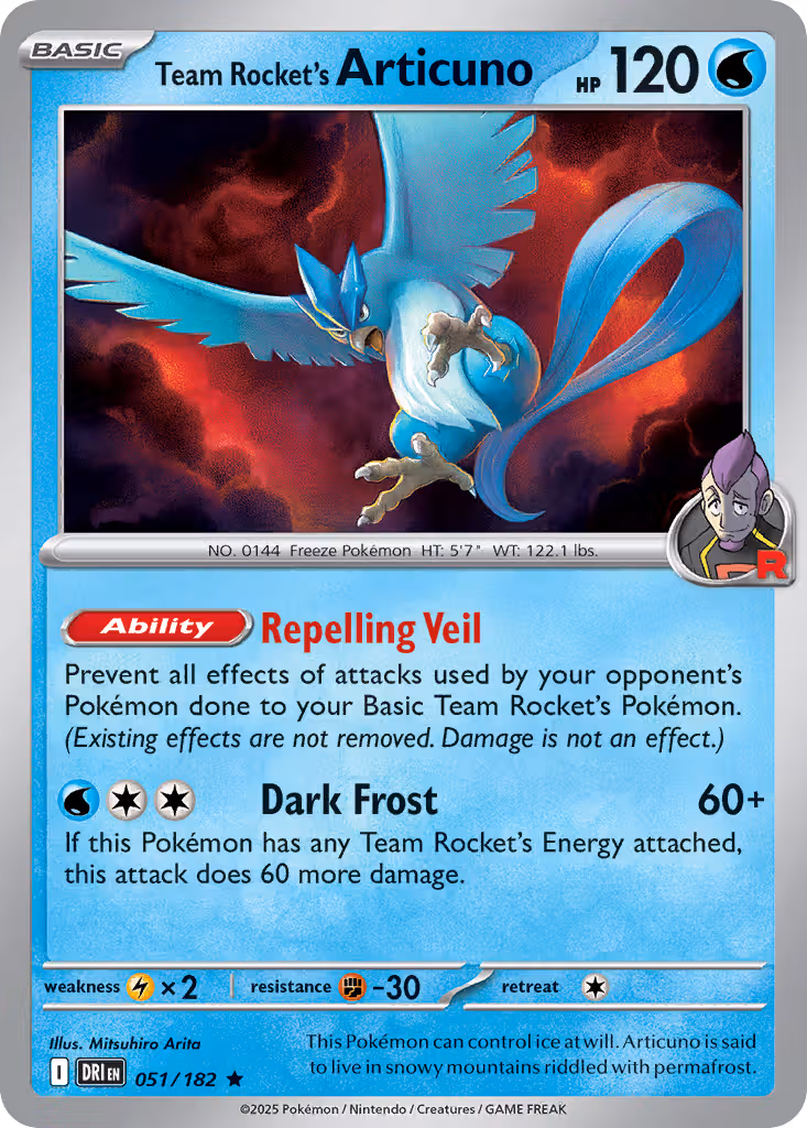 Team Rocket's Articuno 51/182 Pokemon card