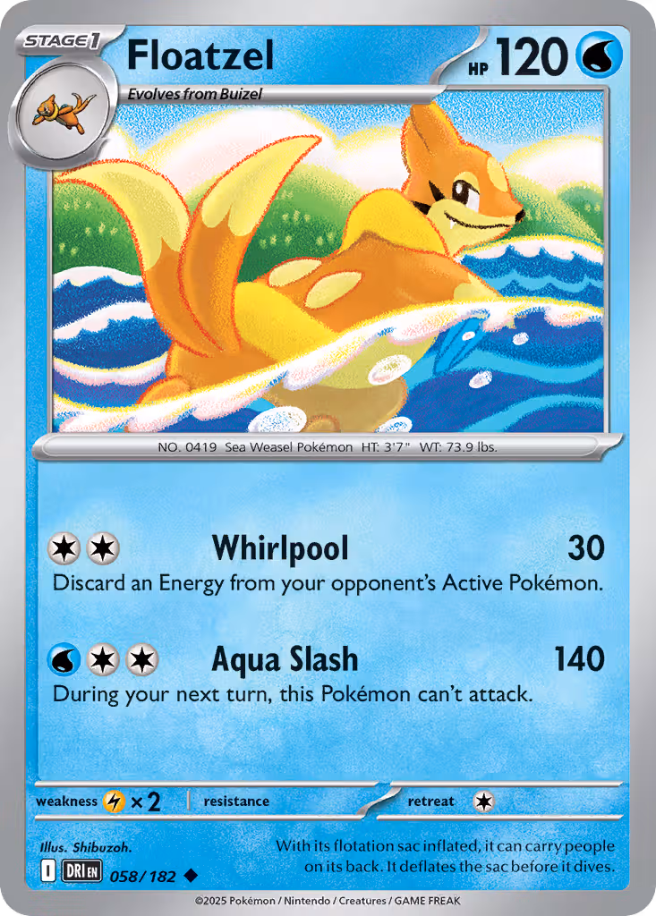 Floatzel 58/182 Pokemon card