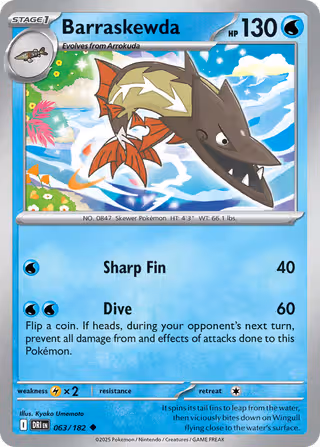 Barraskewda 63/182 Pokemon card