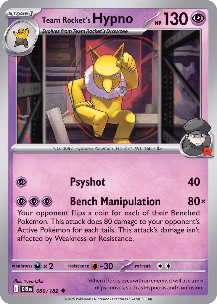 Team Rocket's Hypno 80/182 Pokemon card