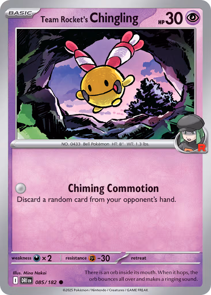 Team Rocket's Chingling 85/182 Pokemon card