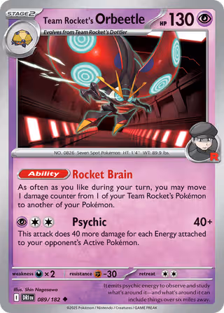 Team Rocket's Orbeetle 89/182 Pokemon card