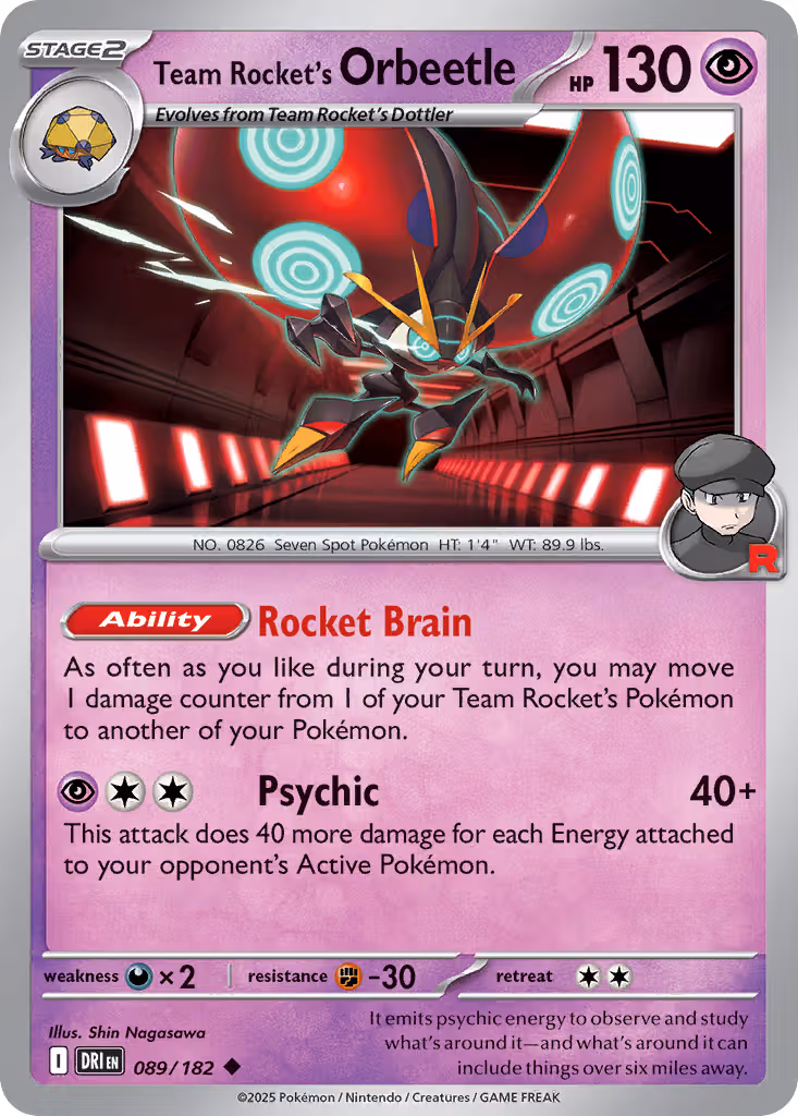 Team Rocket's Orbeetle 89/182 Pokemon card