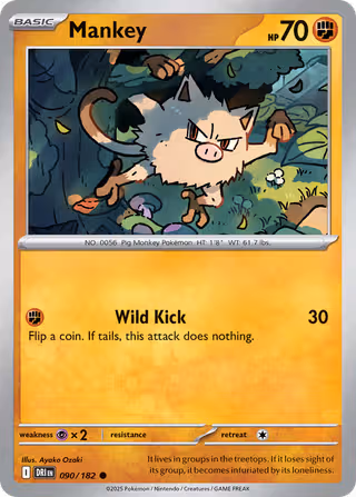 Mankey 90/182 Pokemon card