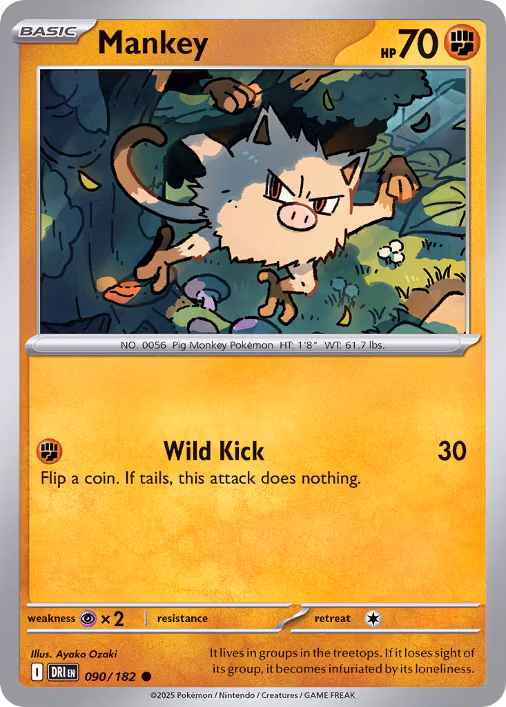 Mankey 90/182 Pokemon card