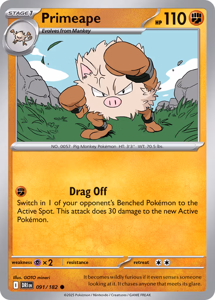 Primeape 91/182 Pokemon card