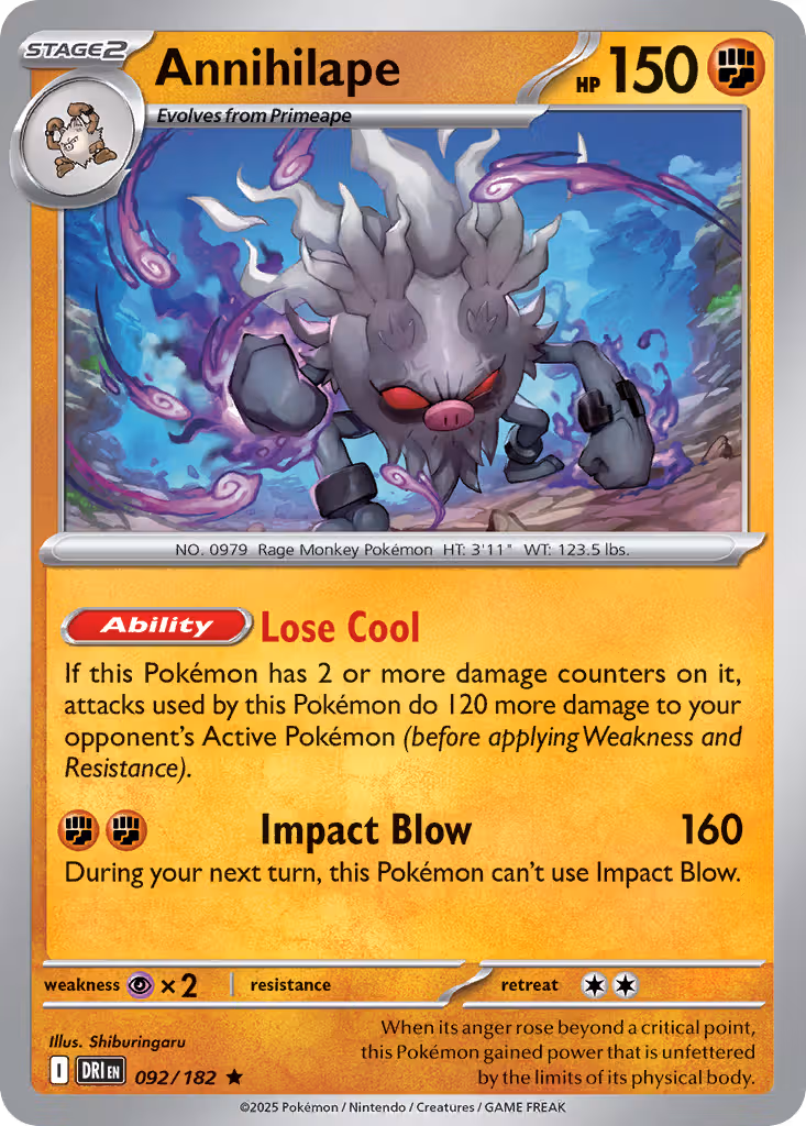 Annihilape 92/182 Pokemon card