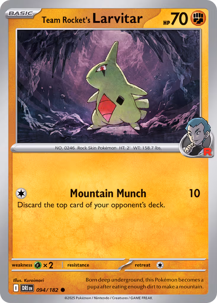 Team Rocket's Larvitar 94/182 Pokemon card