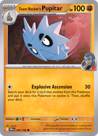 Team Rocket's Pupitar 95/182 Pokemon card