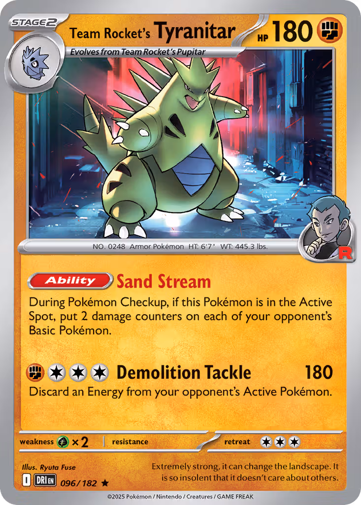 Team Rocket's Tyranitar 96/182 Pokemon card