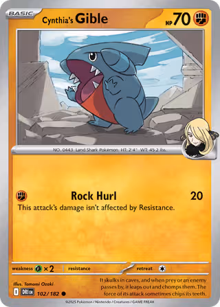 Cynthia's Gible 102/182 Pokemon card