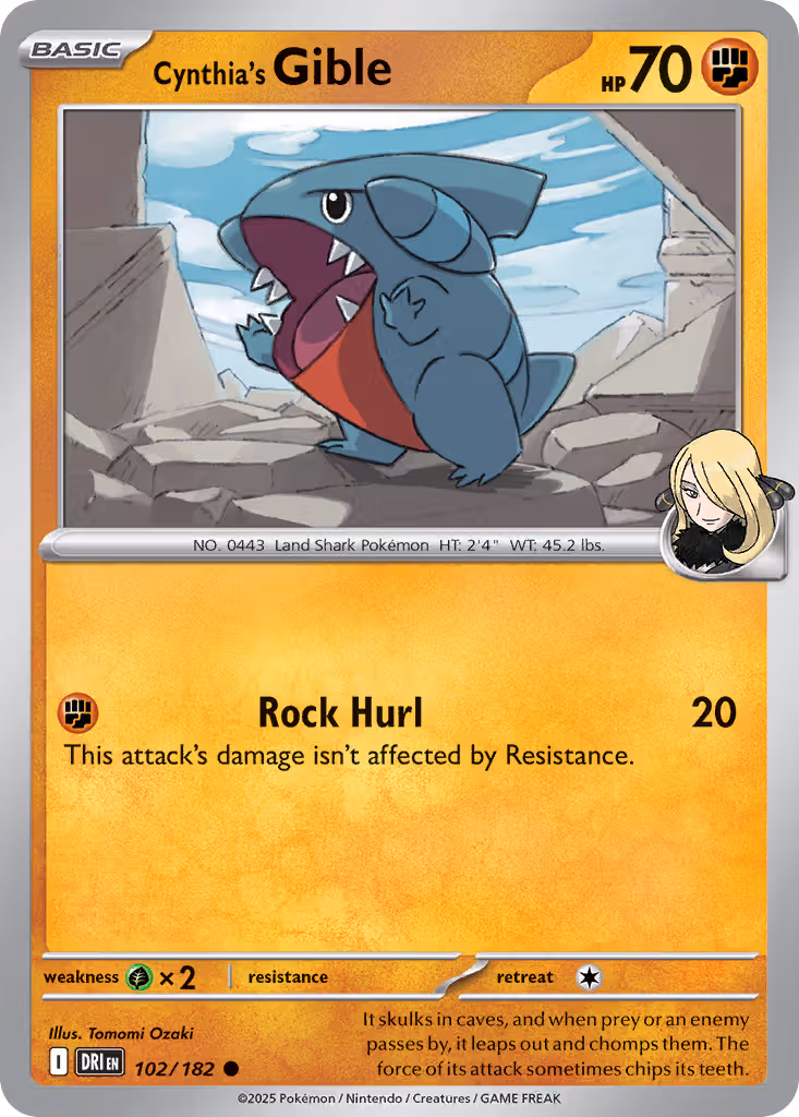 Cynthia's Gible 102/182 Pokemon card