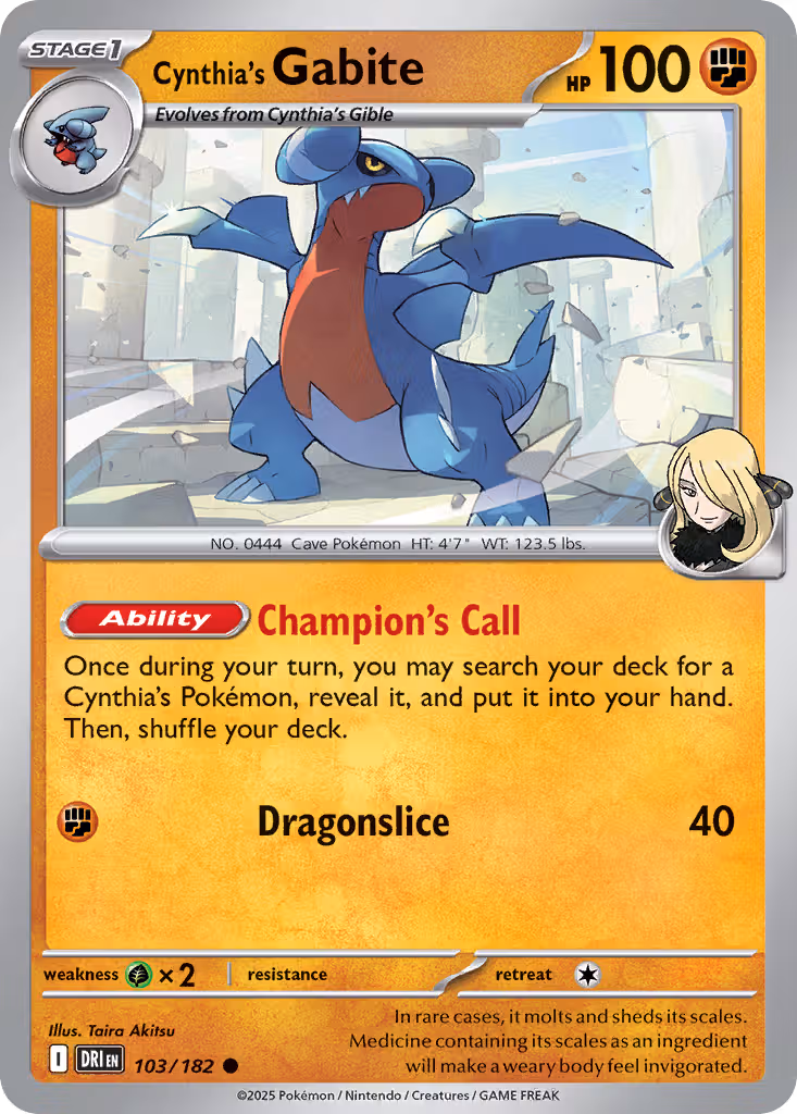 Cynthia's Gabite 103/182 Pokemon card
