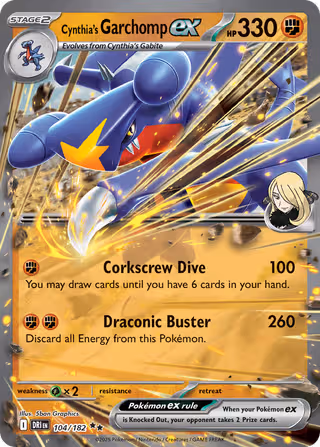 Cynthia's Garchomp ex 104/182 Pokemon card