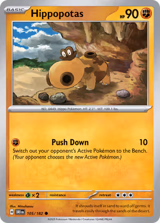 Hippopotas 105/182 Pokemon card