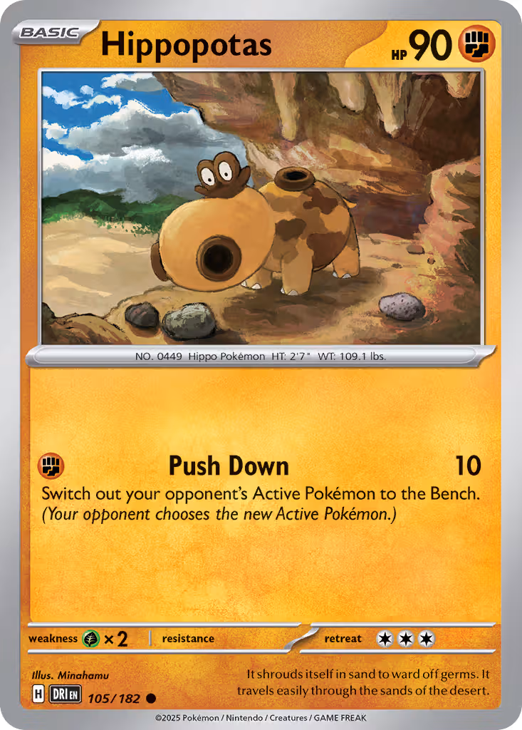 Hippopotas 105/182 Pokemon card