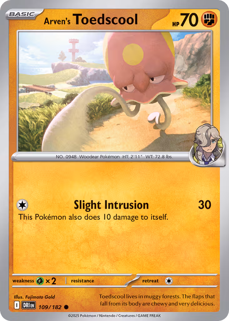 Arven's Toedscool 109/182 Pokemon card