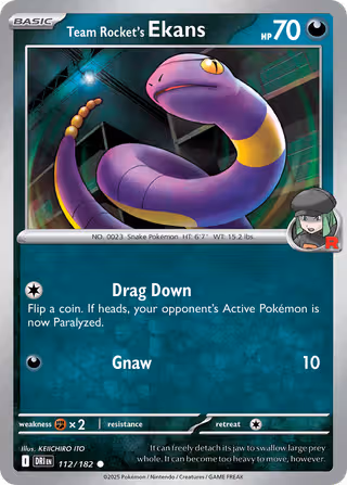 Team Rocket's Ekans 112/182 Pokemon card