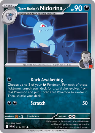 Team Rocket's Nidorina 115/182 Pokemon card