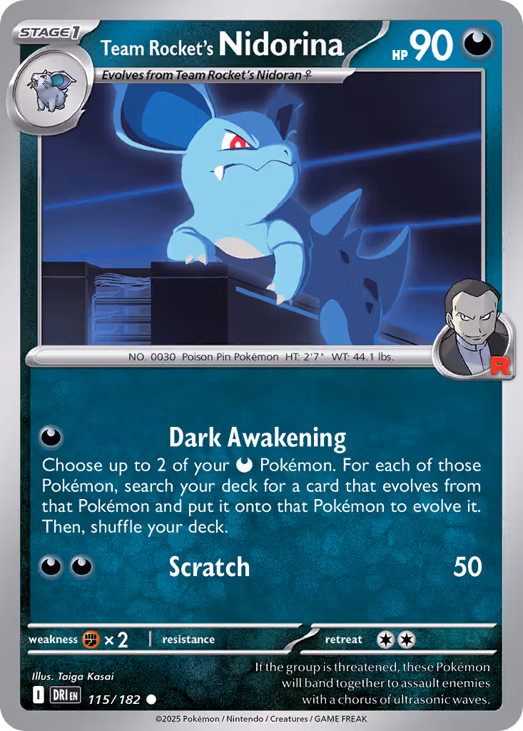 Team Rocket's Nidorina 115/182 Pokemon card