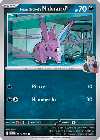 Team Rocket's Nidoran♂ 117/182 Pokemon card