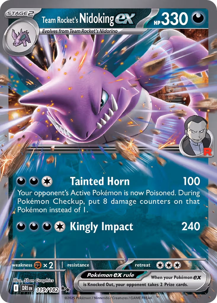 Team Rocket's Nidoking ex 119/182 Pokemon card