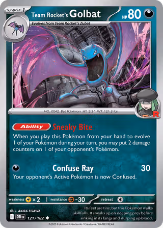 Team Rocket's Golbat 121/182 Pokemon card