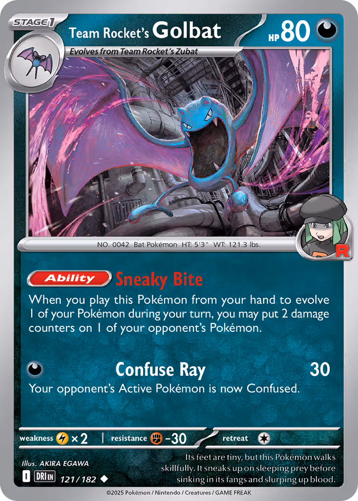 Team Rocket's Golbat 121/182 Pokemon card