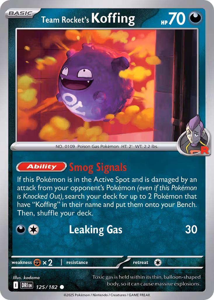 Team Rocket's Koffing 125/182 Pokemon card