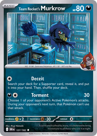 Team Rocket's Murkrow 127/182 Pokemon card