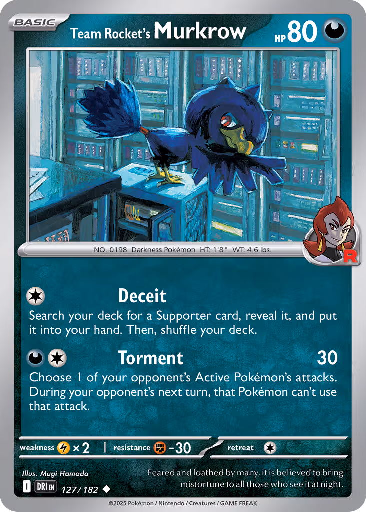 Team Rocket's Murkrow 127/182 Pokemon card