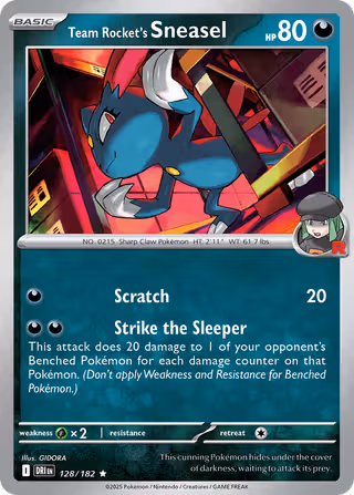 Team Rocket's Sneasel 128/182 Pokemon card