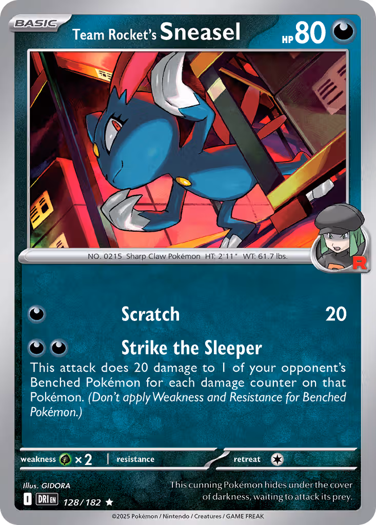 Team Rocket's Sneasel 128/182 Pokemon card