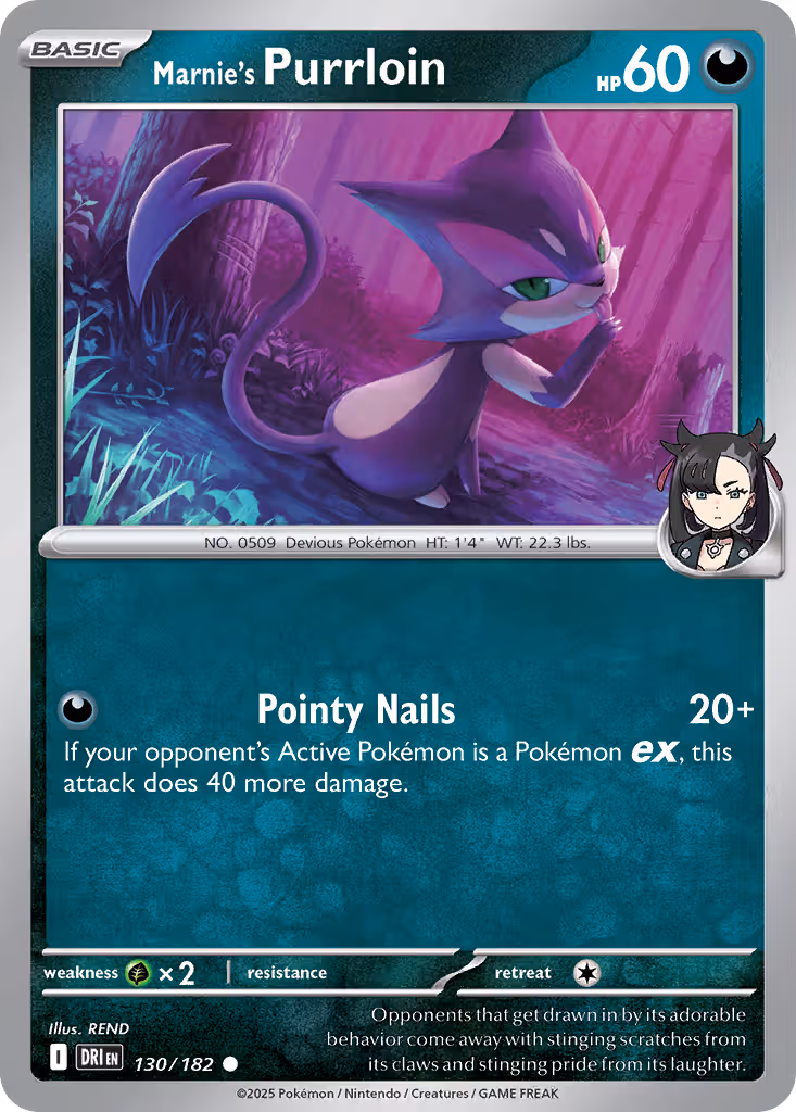 Marnie's Purrloin 130/182 Pokemon card