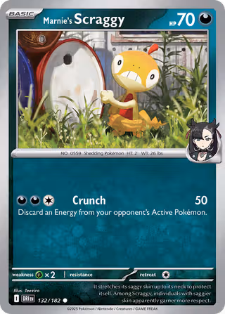 Marnie's Scraggy 132/182 Pokemon card