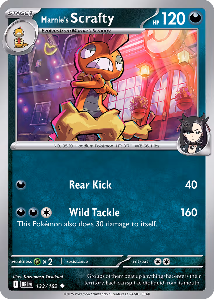 Marnie's Scrafty 133/182 Pokemon card