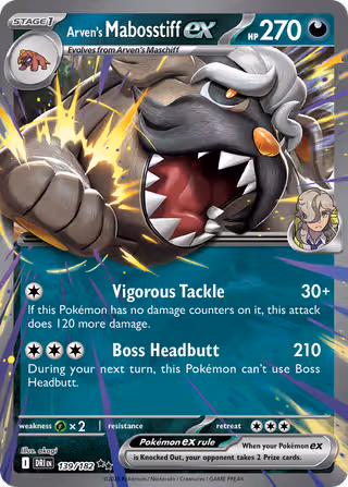 Arven's Mabosstiff ex 139/182 Pokemon card