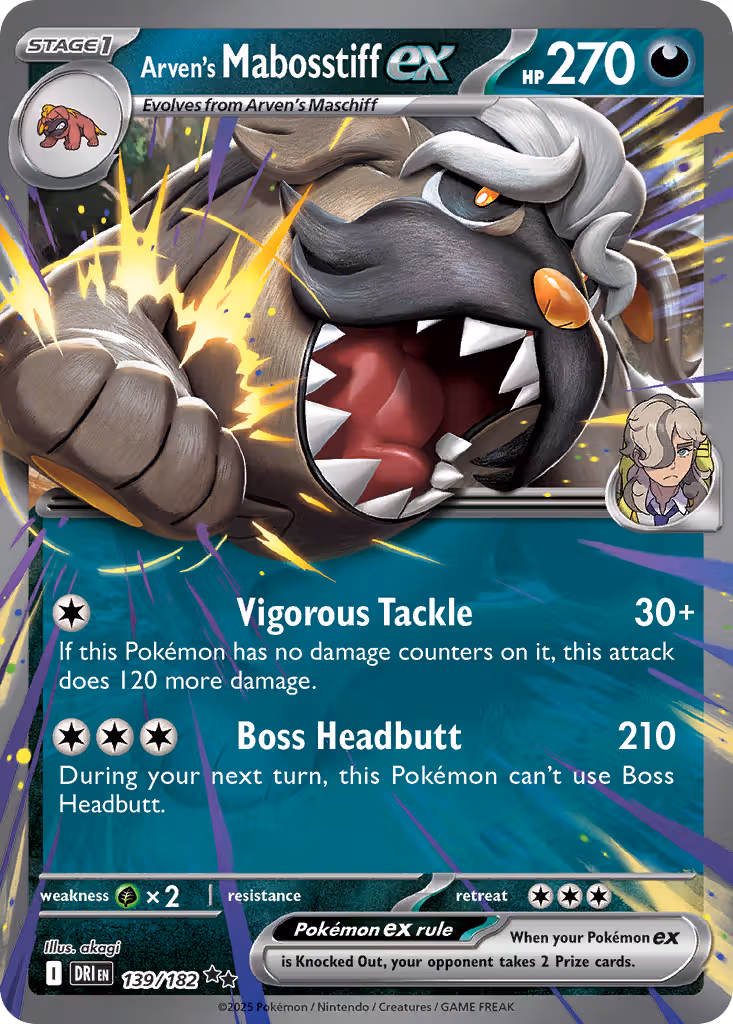 Arven's Mabosstiff ex 139/182 Pokemon card