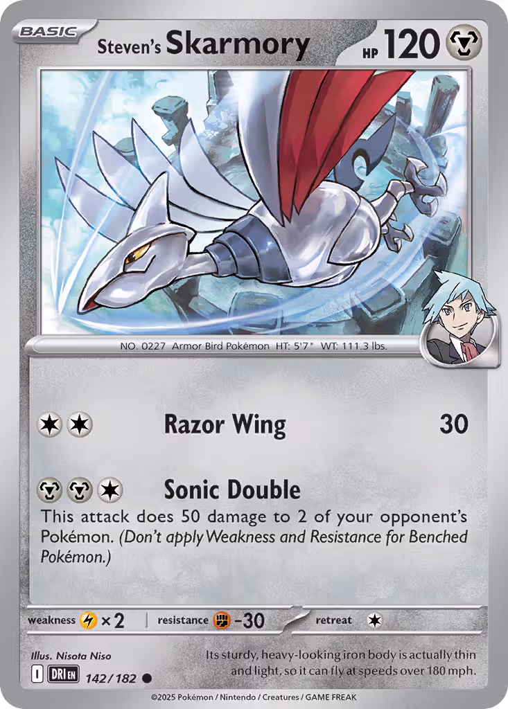 Steven's Skarmory 142/182 Pokemon card