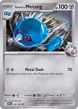 Steven's Metang 144/182 Pokemon card