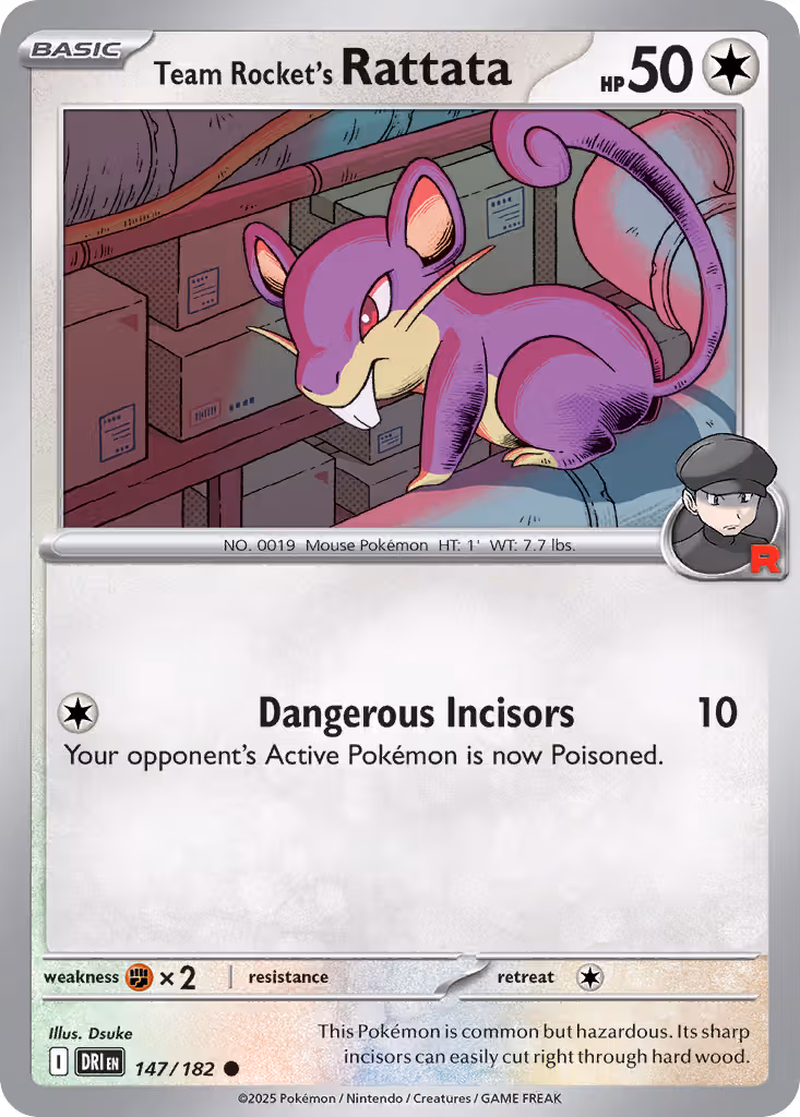 Team Rocket's Rattata 147/182 Pokemon card