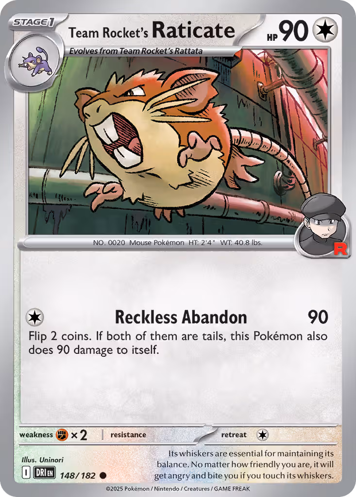 Team Rocket's Raticate 148/182 Pokemon card