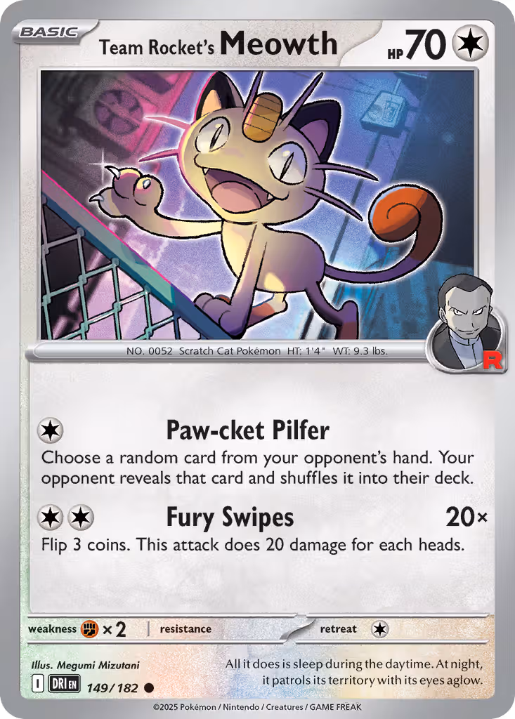 Team Rocket's Meowth 149/182 Pokemon card