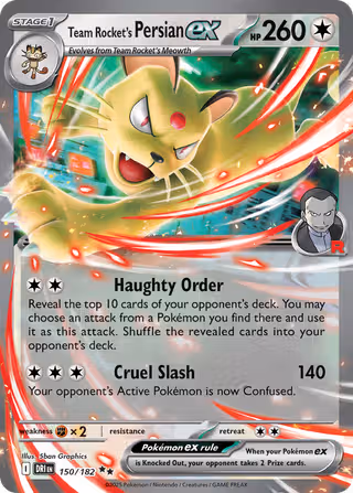 Team Rocket's Persian ex 150/182 Pokemon card