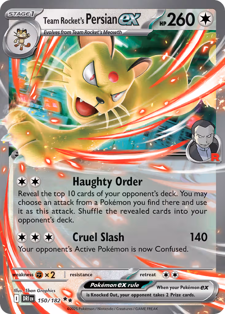 Team Rocket's Persian ex 150/182 Pokemon card