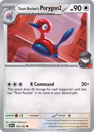 Team Rocket's Porygon2 154/182 Pokemon card