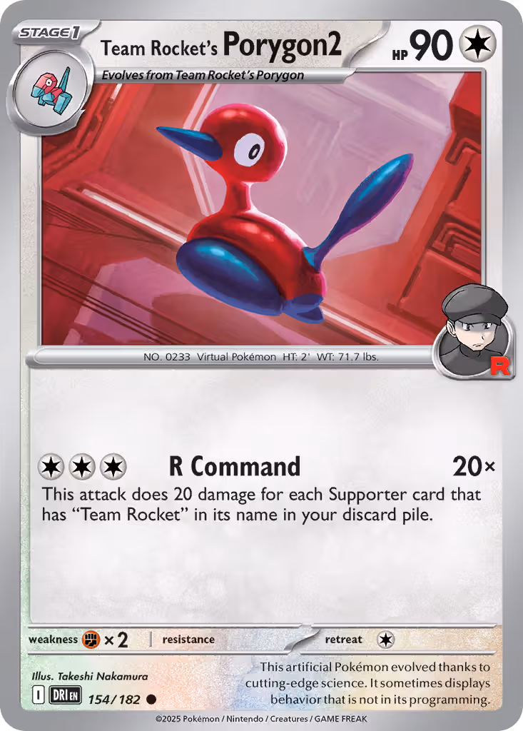 Team Rocket's Porygon2 154/182 Pokemon card