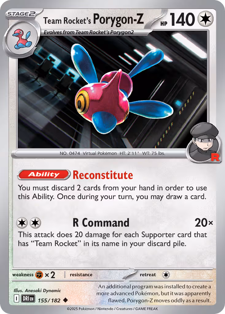 Team Rocket's Porygon-Z 155/182 Pokemon card